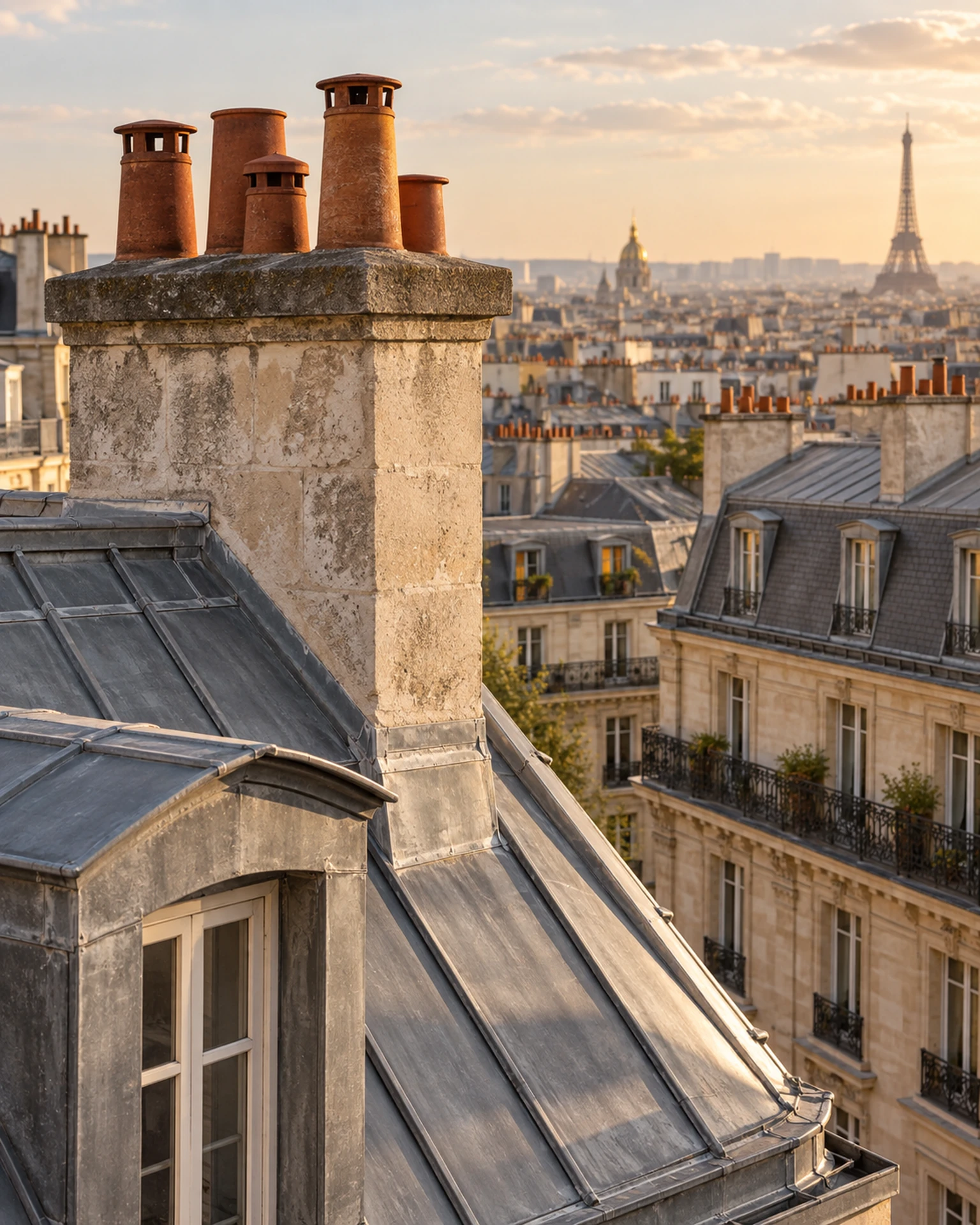 Cheminées sur les toits de Paris
